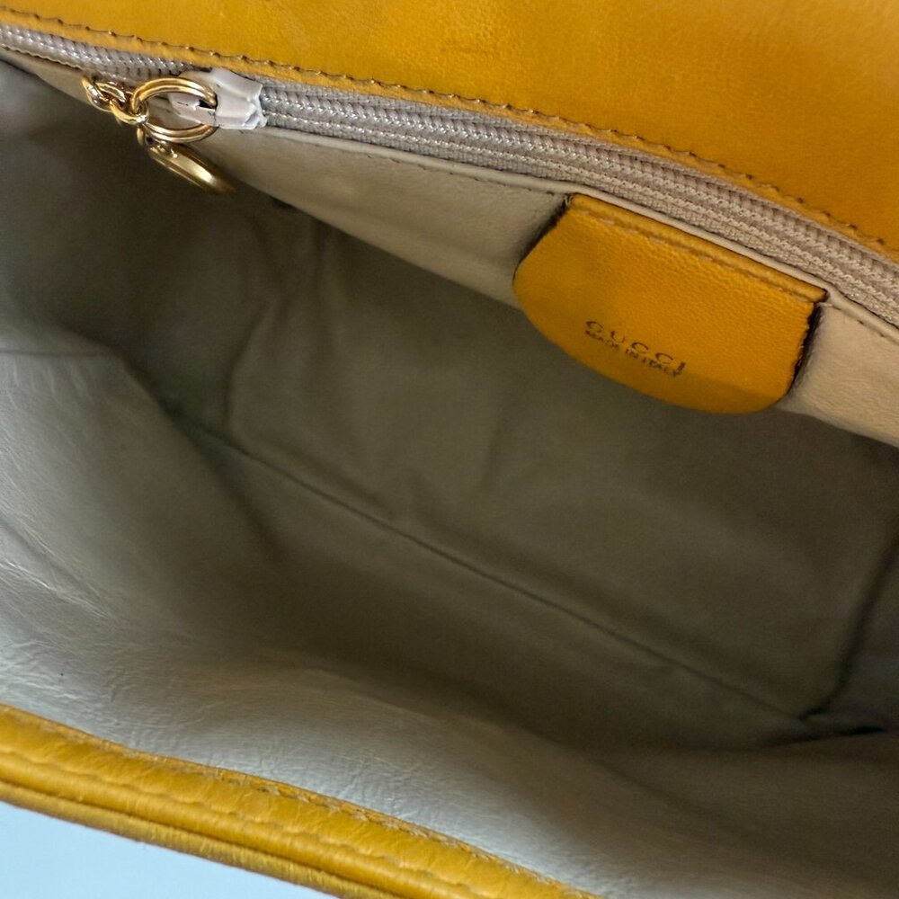 Vintage Gucci 1955 Horse-bit yellow leather & suede cross body - Picture 8 of 10